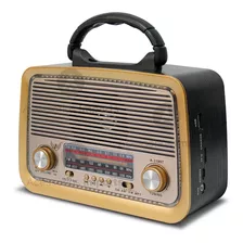 Caixa De Som Retro Bluetooth Radio Fm Usb Vintage Lanterna Cor Preto 110v/220v