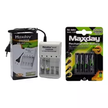 Cargador De Pilas Recargables Aa Y Aaa Maxday + 4 Pilas Aaa