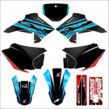 Kit Adesivo Crf 230f Gráfico 0,20mm Fibra Carbono E Azul