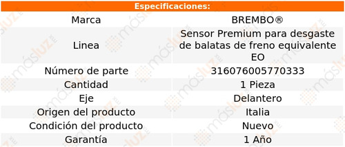 1.sensor Para Balatas Delantera Maybach S550 17 Brembo Foto 2