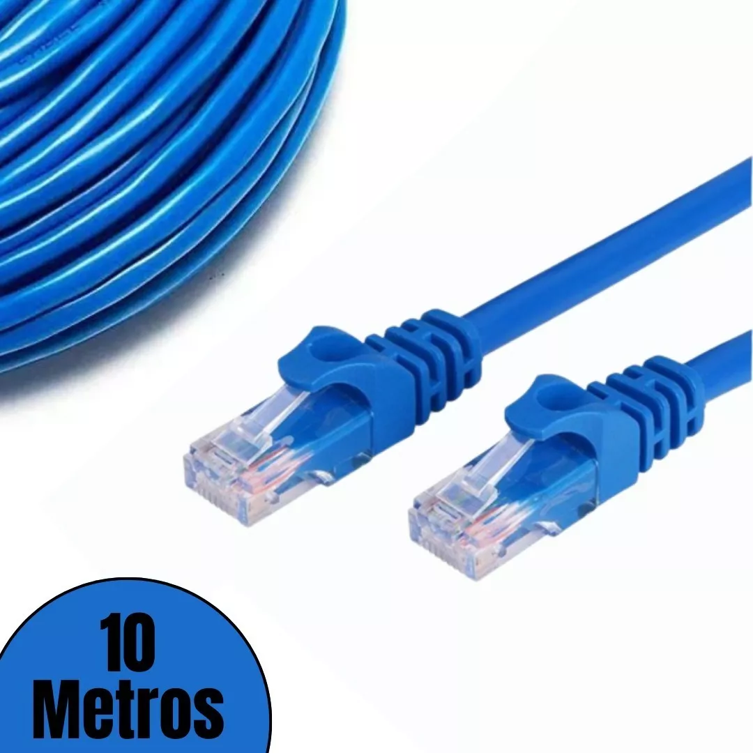 Cabo De Rede 10m Ethernet Lan Rj45 Cat5e C/ 10 Metros 