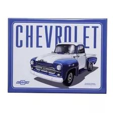 Placa Decorativa Em Metal Gm Pick Up 3100 Azul 26x20cm