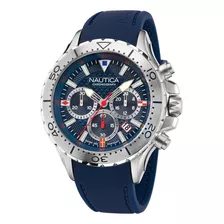Nautica Mens Nst Chrono Reloj Con Correa De Silicona Azul (m