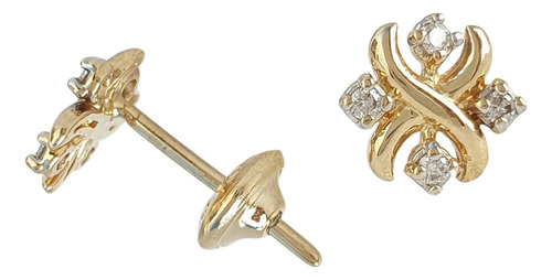 Brinco De Ouro 18k 750 E Diamantes Estilo Lynn Amarelo