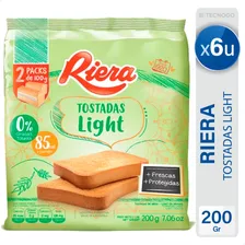 Tostadas Light Riera Galletitas De Mesa 0% Grasas - Pack X6