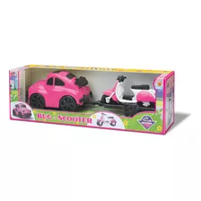 Brinquedo Carro Fusca Bug + Lambreta Scooter Orange Toys Cor Rosa