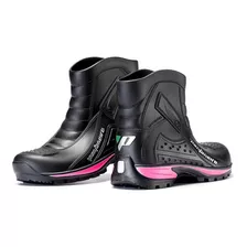 Bota De Chuva Pantaneiro Pvc Cano Curto Preto/rosa