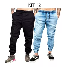 2 Calças Jeans Camuflada Exèrcito Masculina Jogger Lycra