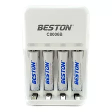 Cargador Baterías Beston + 4 Baterías Triple A Recargables