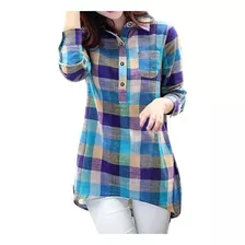 Blusa Feminina Com Camisa Xadrez Com Botão Cor Correspond