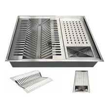 Calha Quadrada Canal Organizador Embutir Úmida Inox 50x40cm