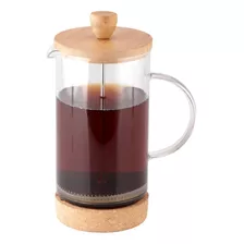 Cafetera De Vidrio Con Tapa Y Base De Madera Francesa 600 Ml