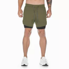 Gym Short Con Licra Deportiva 2 En 1 Hombre Correr Ejercicio