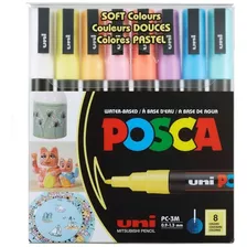 Marcadores Posca 3m, Conjunto De 8 Cores, Cor Pastel, Multicolorido