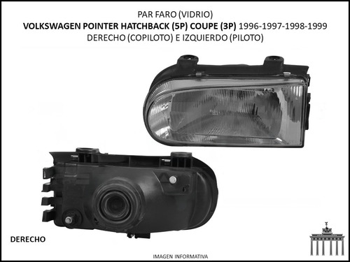 Volkswagen Pointer Par Faro 1996-1999 Vidrio (roc) Foto 3