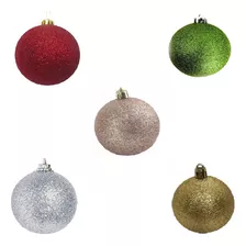 8 Bolas Brilhantes Arvore De Natal Gritter 4,8cm Linha Luxo