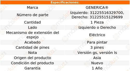 Espejo Elect P/pintar 3 Pines Grand Marquis 92/95 Foto 2