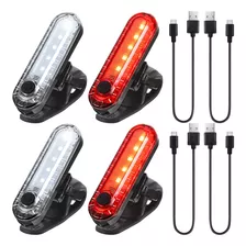 4 Piezas Usb Recargable Led Luz De Bicicleta Trasera Y Delan