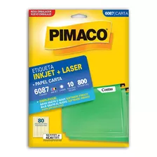 Etiqueta Inkjet/laser Carta 6087 Com 10 Folhas Pimaco