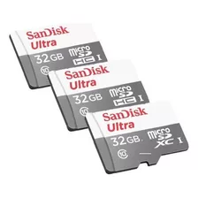 Kit 3 Cartão Memória 32gb Micro Sd Ultra 100mbs Sandisk Nfe