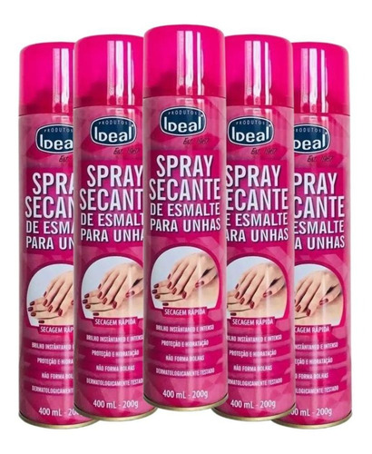 Kit Spray Secante De Esmalte Para Unhas Ideal 400ml 5 Un