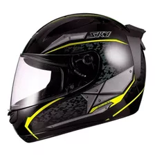 Capacete Nº60 Moto Fechado Sky Preto Amarelo Two Soldiel