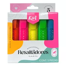 Kiut 5 Resaltadores Marcatextos Marcadores Plumones Neon 