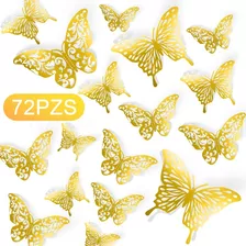 72pzs Mariposas Decorativas, 3d Pared Colore Metalicos Huec Color Oro