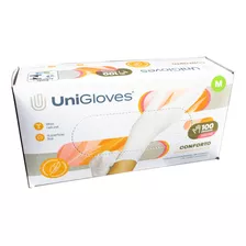 Luva Unigloves Látex Sem Pó Conforto Premium Lisa 100 Unid Cor Branco Tamanho M