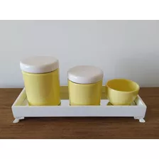 Kit Higiene Bebê Porcelana Amarelo