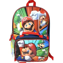 Mochila Escolar Súper Mario Con Lonchera 16 