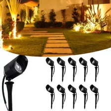 Kit 10 Luminária Espeto Jardim Led 5w Luz Branco Quente