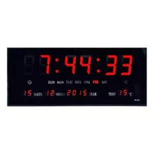 Reloj Digital Pared Led Dia Fecha Temperatura Grande 45x22cm