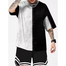 Camiseta Sem Estampa Cinza Grande Oversized Larga Dupla Cor