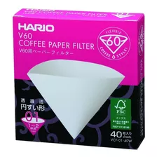 Filtro Para Cafeteira Hario V60-01 Branco 40 Unidades Caixa