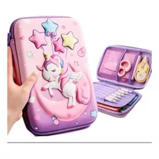 Estuche Lapicera Organizador Impermeable Escolar Unicornio