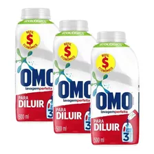 Kit 3 Refis Sabão Líq Concentrado Omo Para Diluir 500ml Cada