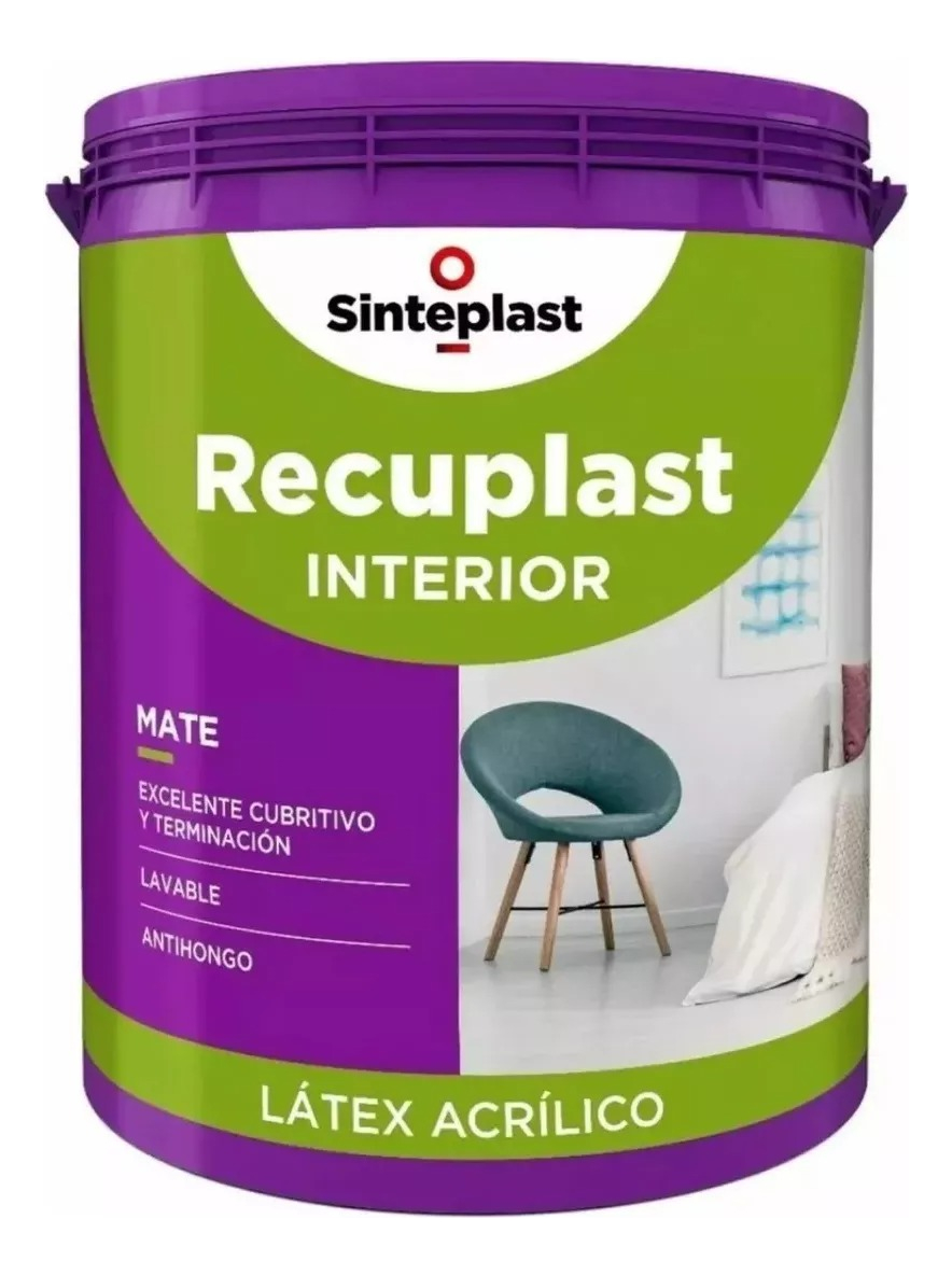 Pintura Latex Interior Recuplast Mate X 4 Lts - Color Blanco