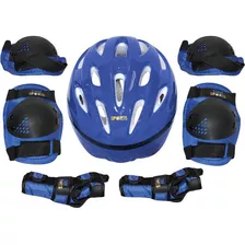 Kit Proteção Radical Bel - Capacete + Joelheiras - Azul