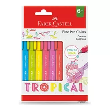 Caneta Fine Pen Colors 6 Cores Tropical Faber Novidade 2022