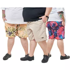 Kit 5 Pçs Shorts Mauricinho Plus Size Masculino Estampados 