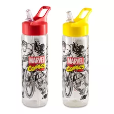 Garrafa Squeeze Vingadores Marvel Com Canudo 700ml
