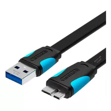 Cable Micro Usb B 3.0 Hd Externo Para Samsung S5 Vention De 25 Cm, Color Negro