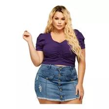 Blusa Cropped Plus Size Blusinha Estica