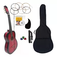 Guitarra Acustica Nuevo Paquete Mas Completo De Accesorios Color Rojo Sombra Orientación De La Mano Derecha