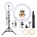 Iluminador Ring Ligth Anel Luz 26cm Make Fotos Com Tripé 1.60 Kit Completo Dimmer Selfie Youtuber Blogueiro Maquiagem