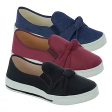 Tenis Feminino 3 Pares Sliper On Casual Sapato Via Angel