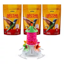 Néctar Beija Flor (250g) E Bebedouro Com Poleiro Rosa