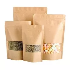 50 Bolsas Papel Kraft 20x30x5cm Cierre Ziploc. Agro Servicio