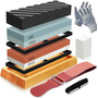 Kit Pedra Afiar Amolar Dupla Face 400/1000+3000/8000 Cozinha Coral-claro